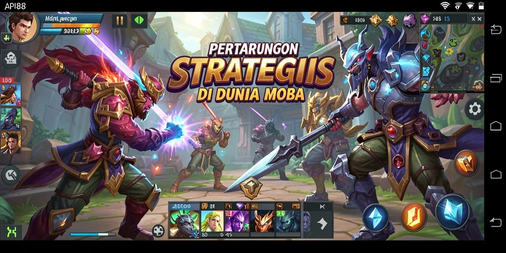 Screenshot gameplay API88 menampilkan aksi epik dalam pertempuran MOBA.