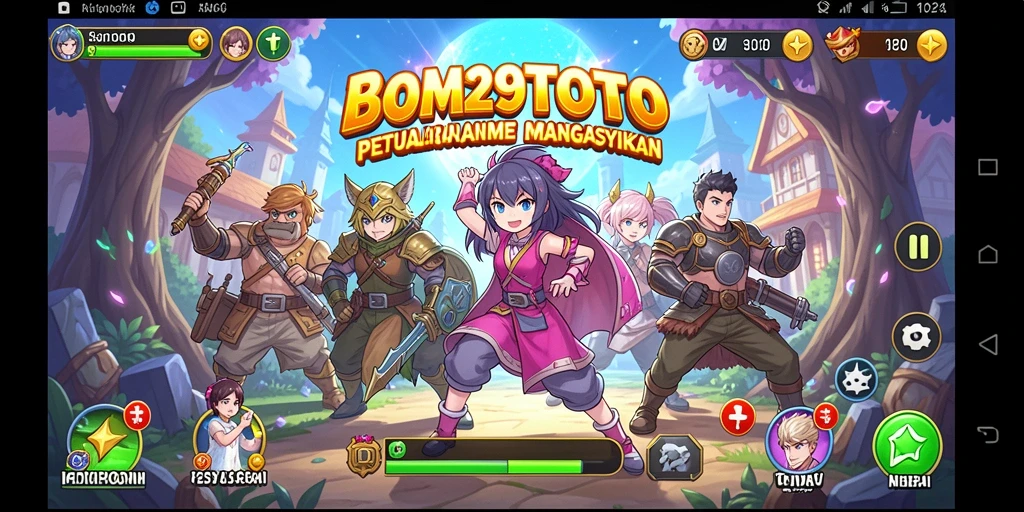 Tampilan gameplay menarik dari BOM29TOTO dengan karakter anime yang beraksi.