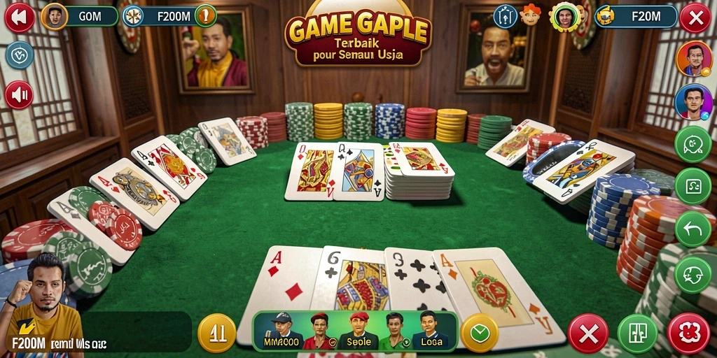 Screenshot gameplay F200M menampilkan aksi seru permainan Gaple.