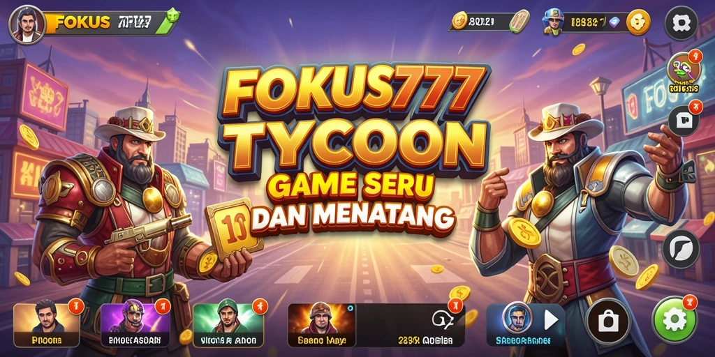 Tampilan screenshot gameplay FOKUS777 dengan aksi membangun bisnis.