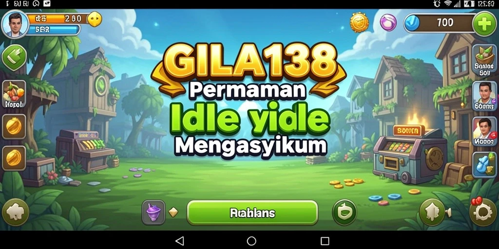 Tampilan gameplay Idle GILA138 dengan karakter dan sumber daya.