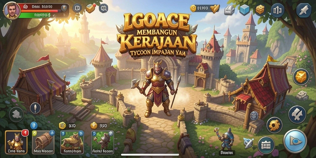 Gameplay <strong>LGOACE</strong> yang menantang dan interaktif dalam membangun kerajaan bisnis.