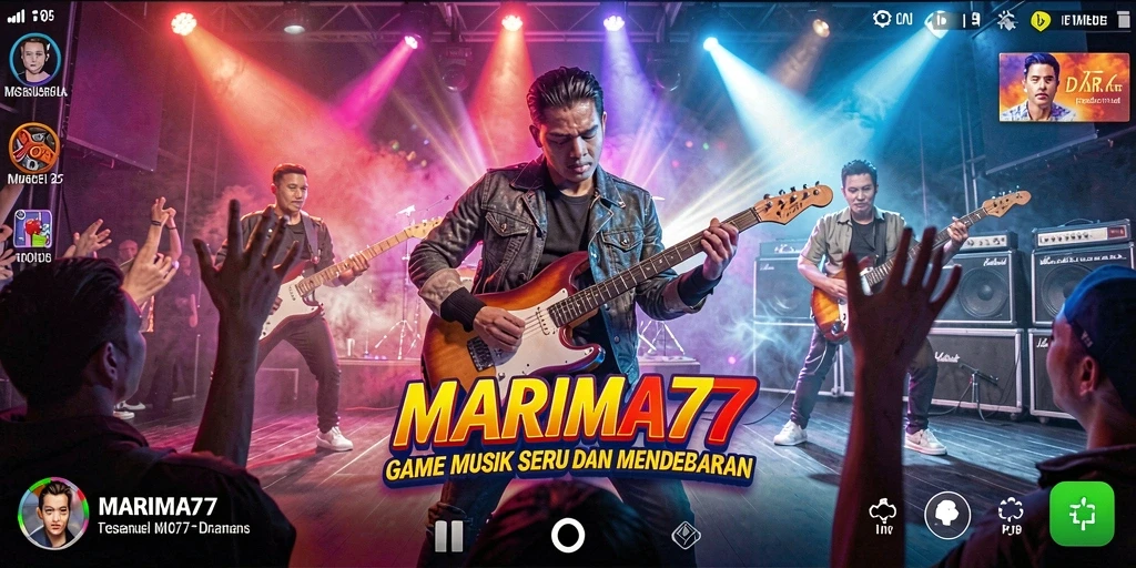 Tangkapan layar gameplay MARIMA77 menampilkan aksi seru dalam permainan musik.