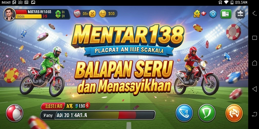 Tampilan balapan seru dalam MENTARI138 dengan kendaraan berkecepatan tinggi.