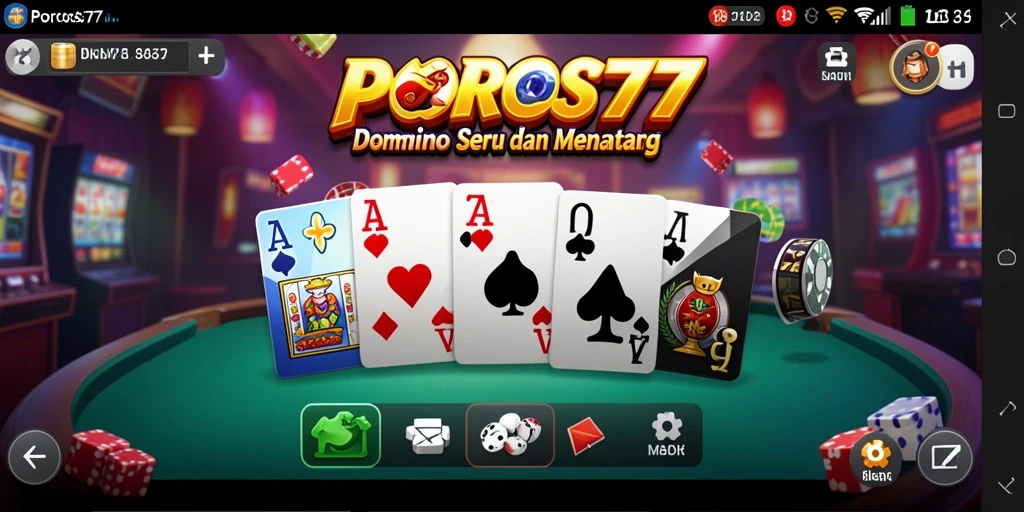 Tampilan gameplay seru dalam POROS77 yang menampilkan permainan Domino.