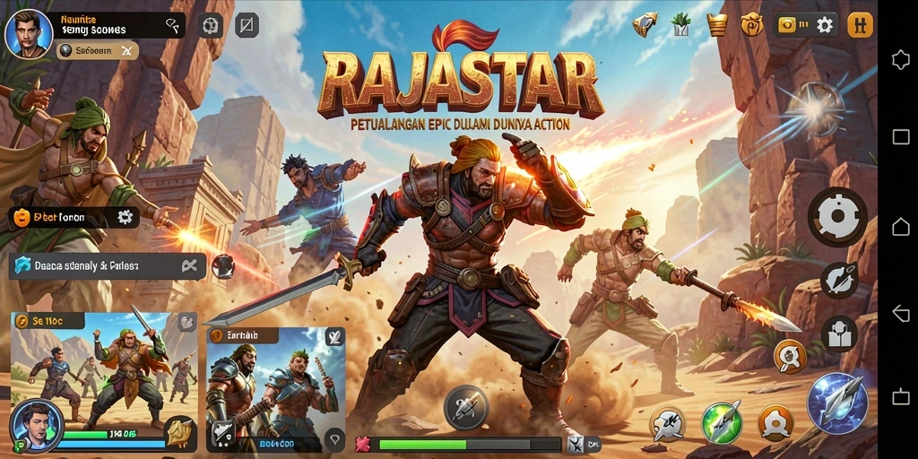 Tampilan aksi seru dalam gameplay RAJASTAR yang mendebarkan.
