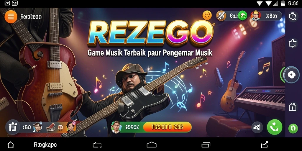 Tampilan gameplay seru di REZEGO dengan berbagai lagu pilihan.
