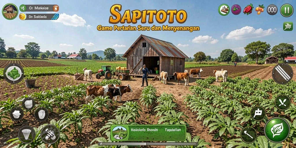 Tampilan gameplay SAPITOTO yang menarik dengan aktivitas bertani.
