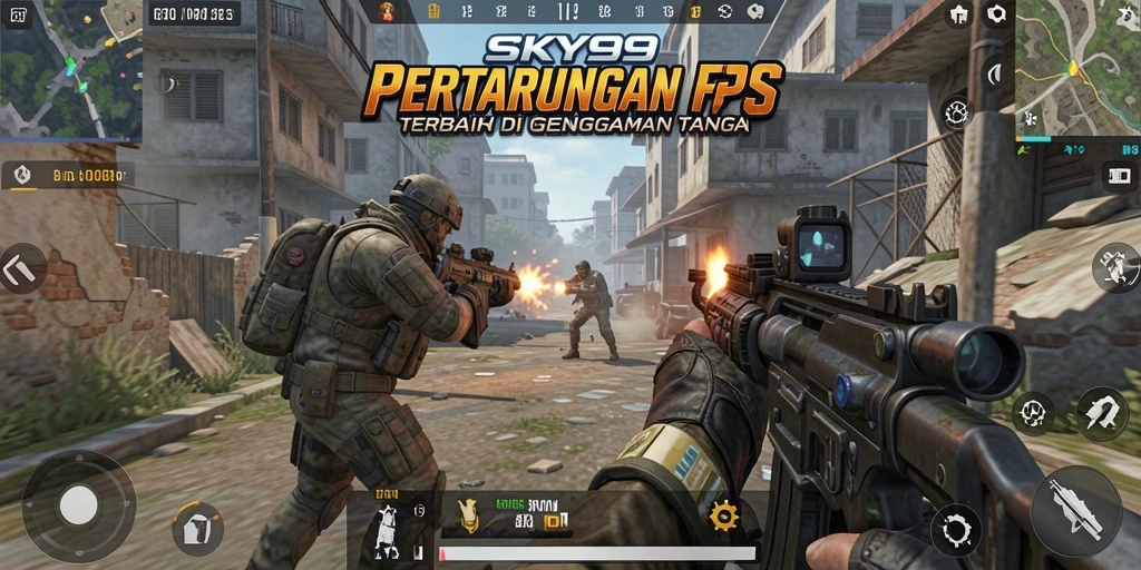 Tampilan gameplay <strong>SKY99</strong> yang mendebarkan dalam pertempuran FPS.