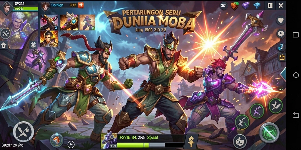 Gameplay SP212 dengan grafik menawan di arena MOBA.
