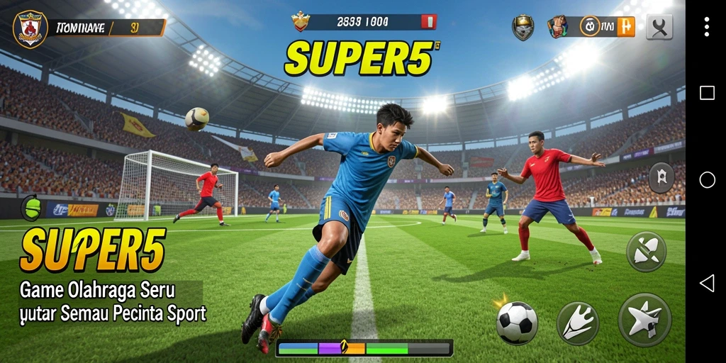 Gameplay seru di <strong>SUPER5</strong> dengan berbagai cabang olahraga.