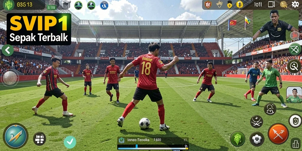 Tampilan gameplay mendebarkan dalam SVIP1 dengan aksi sepak bola yang intens.