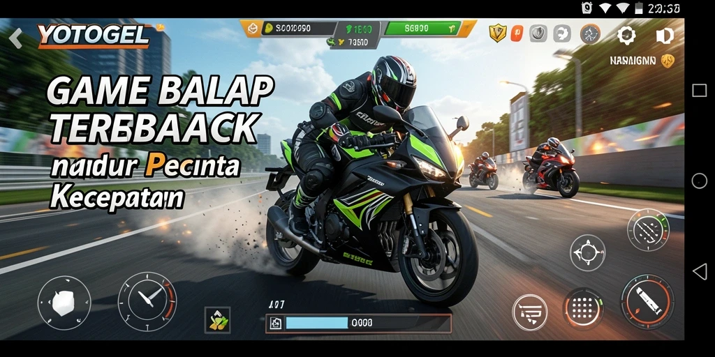 Tampilan gameplay intens <strong>YOTOGEL</strong> dengan balapan motor yang penuh aksi.